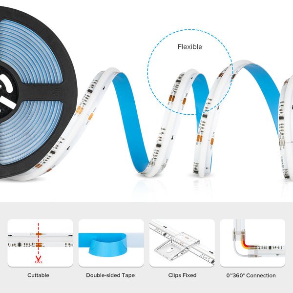 FCOB RGB IC WS2811 Addressable LED Strip 720 576 LEDs High Density Uniform Dream Full Color 12mm 12V 24V
