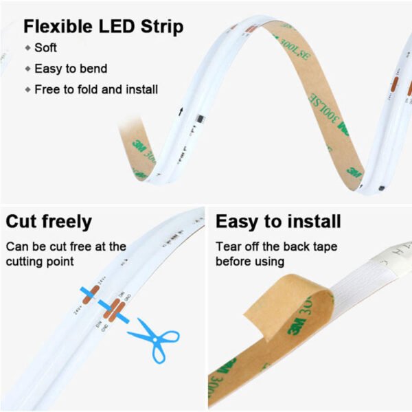 RGBIC Dreamcolor Flex COB Stripe tira de luces Adressable Programable 12 24 volt Digital RGB IC Led Strip Light for Wall Ceiling